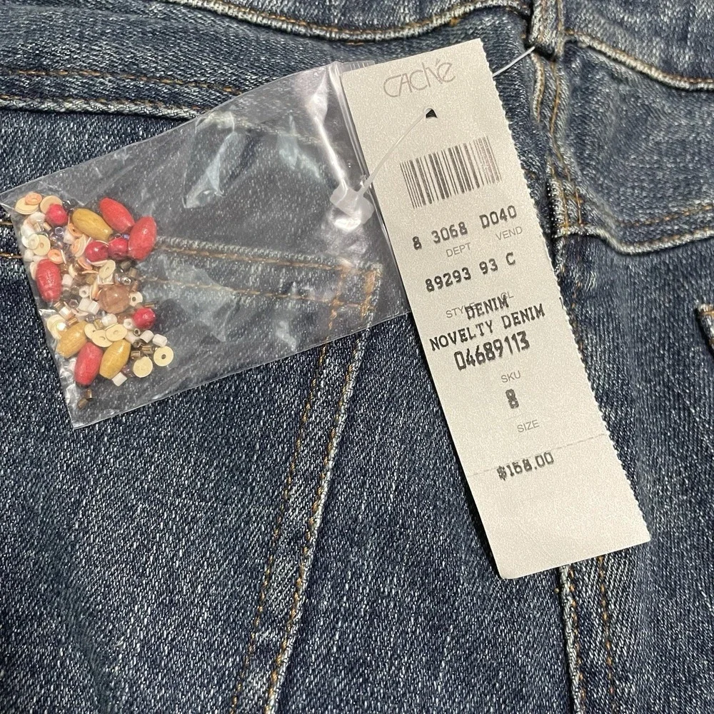 Vintage NWT Cache Beaded Set Y2K Coastal Resort Beachy Boho Jeans Sz 8‎ Tank L